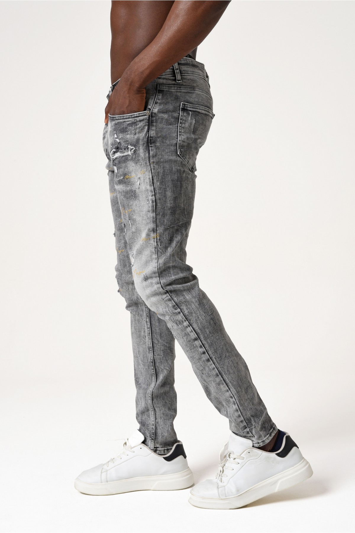 Erkek Denim Pantolon - Erkek Jeans Mario imzalı - AçıkGri