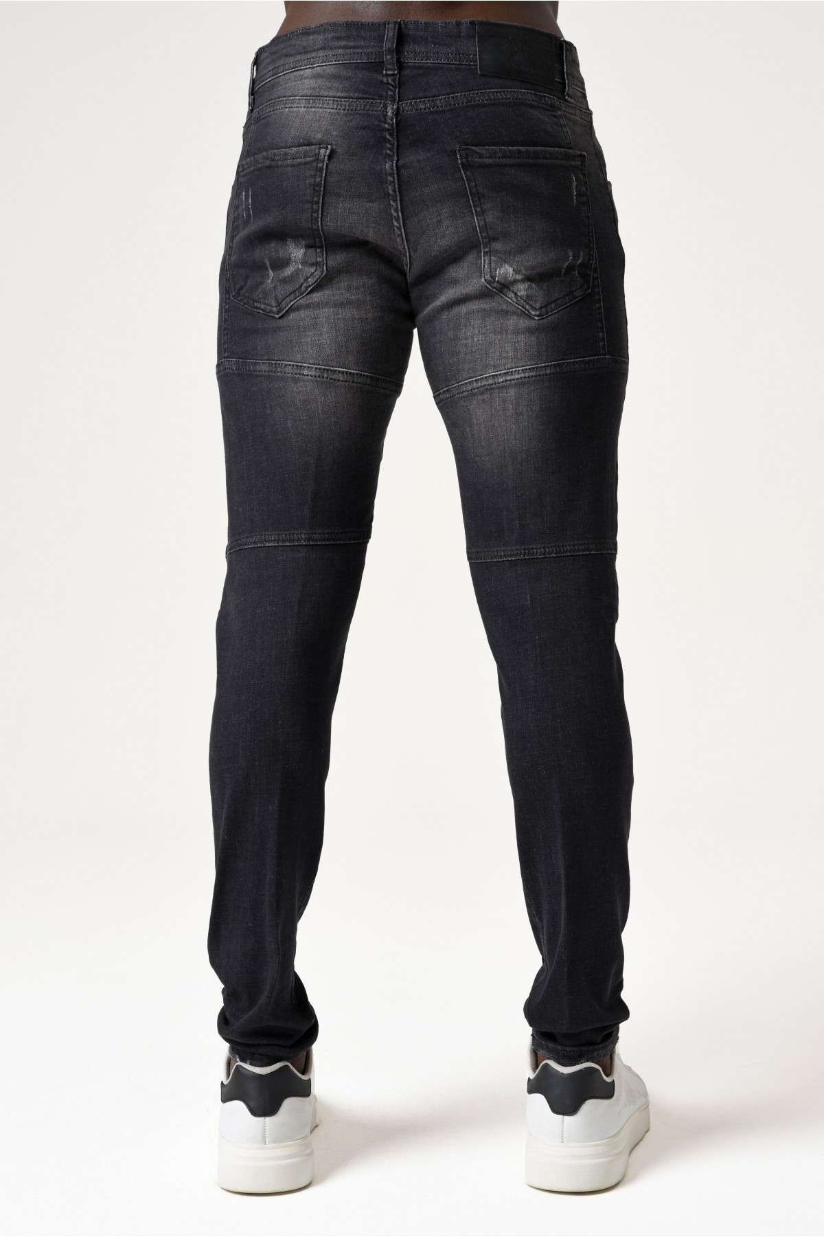 Erkek Denim Pantolon - Erkek Jeans Tek Paça imzalı - Koyu Gri